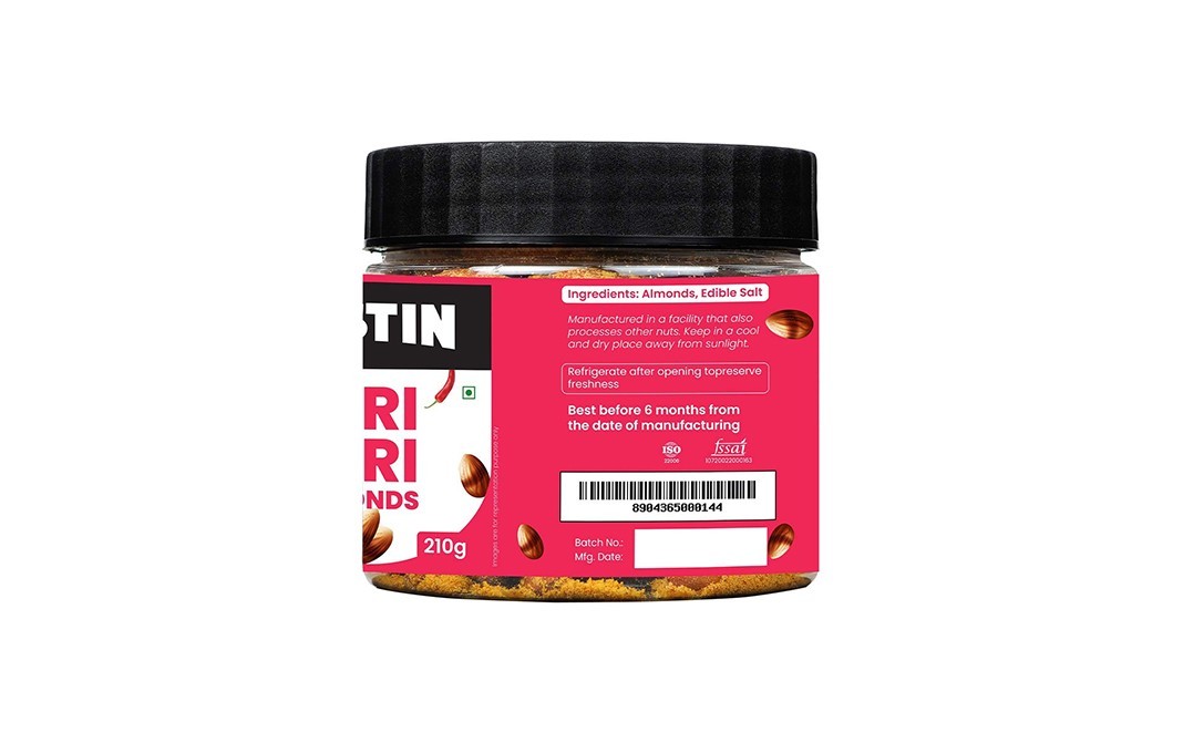 Mustin Peri Peri Almonds    Plastic Jar  210 grams